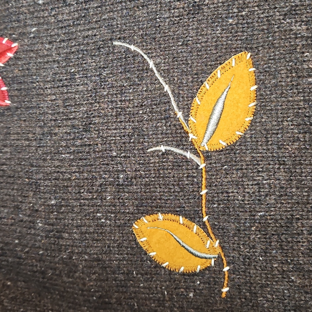 Holiday Lodge by Northcrest Women's Embroidered Cardigan 1X Leaves Fall - Picture 11 of 12